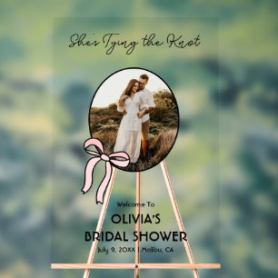 Señal de bienvenida acrílica de duchas nupales que