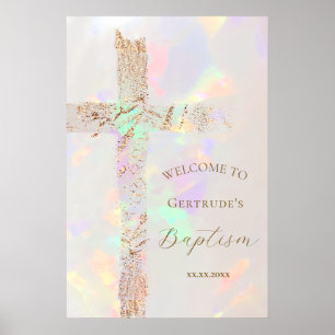 señal de bienvenida al Bautizo con diseño de opal