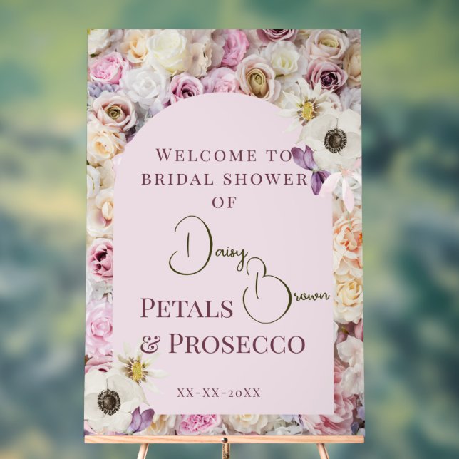 Señal de bienvenida Arco floral rosa Ducha de vera (Neutral )