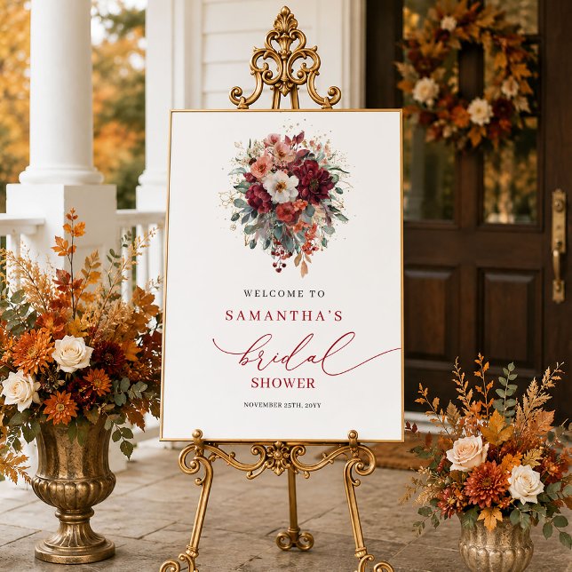Señal de bienvenida atemporal de vegetación de oto (Timeless greenery autumn bridal shower welcome sign

)