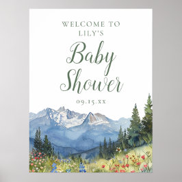 Señal de bienvenida Baby Shower de Watercolor Moun