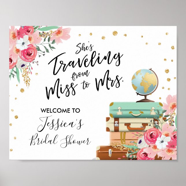 Señal de bienvenida Bridal Shower Miss a la Sra. F (Frente)