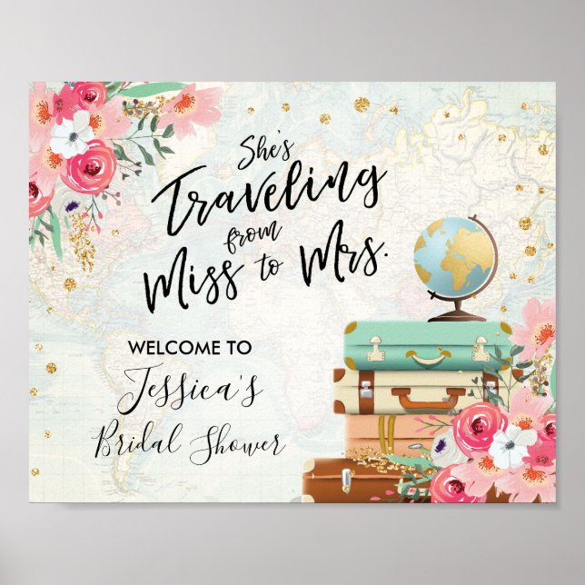 Señal de bienvenida Bridal Shower Miss a la Sra. F (Frente)