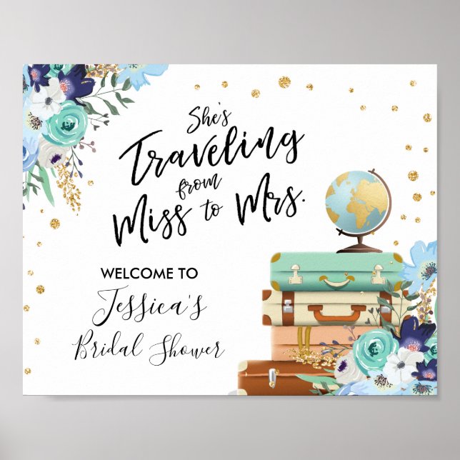Señal de bienvenida Bridal Shower Miss a la Sra. F (Frente)
