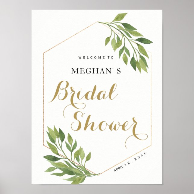 Señal de bienvenida Bridal Shower | vegetación y o (Frente)