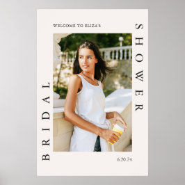 Señal de bienvenida con ducha de novia con foto y 