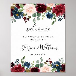 Señal de bienvenida COUPLE SHOWER Floral Navy Borg