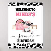 Señal de bienvenida de 2º cumpleaños de Pink Barn 