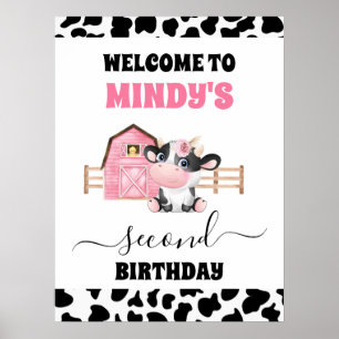 Señal de bienvenida de 2º cumpleaños de Pink Barn 
