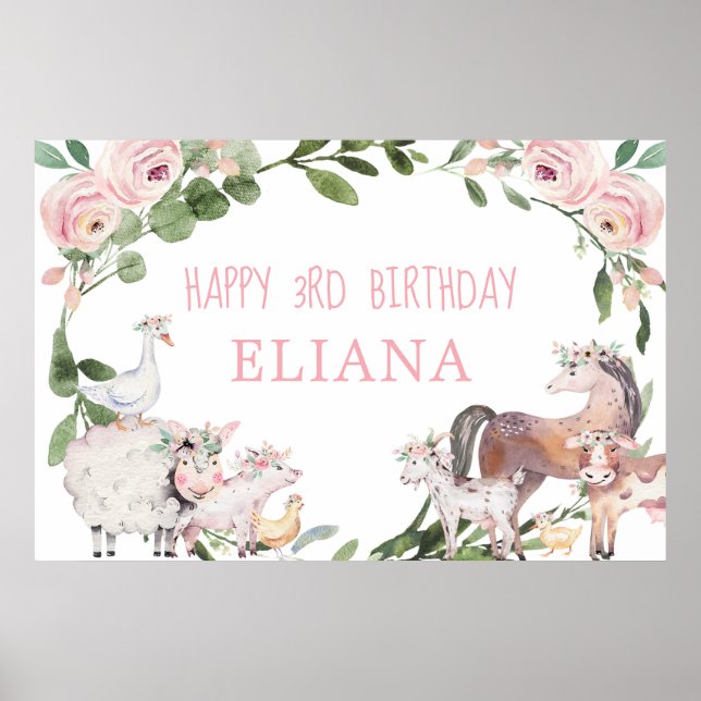 Señal de bienvenida de animales de granja de color (Frente)