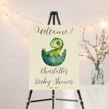 Señal de bienvenida de Baby Dino Baby Shower