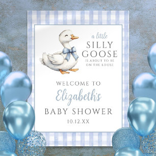 Señal de bienvenida de Baby Shower azul y marrón