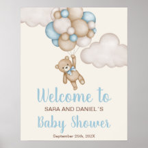 Señal de bienvenida de Baby Shower Boy Bear
