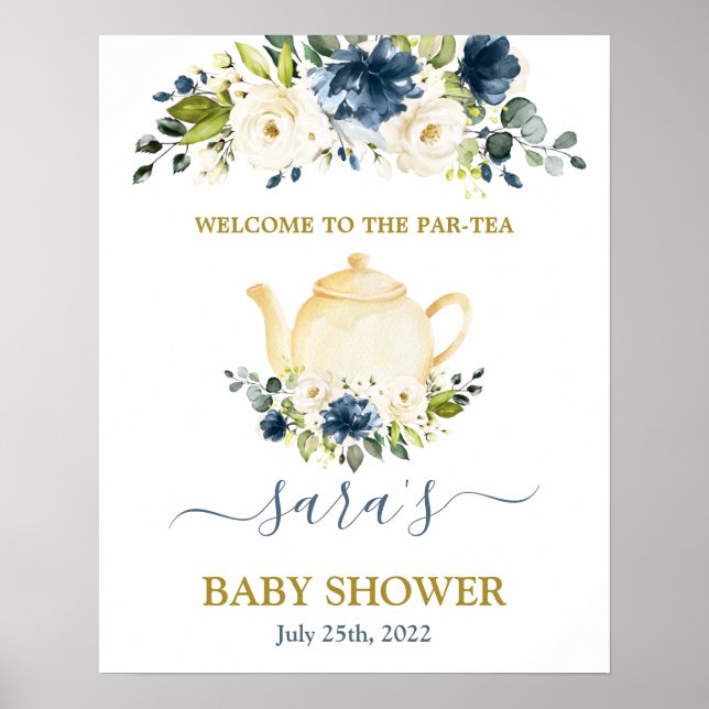 Señal de bienvenida de Baby Shower Boy Par-Tea (Frente)