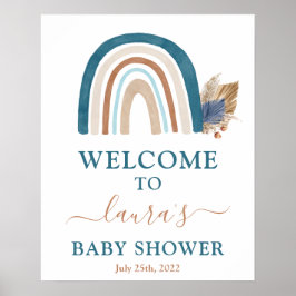 Señal de bienvenida de Baby Shower con arcoiris az
