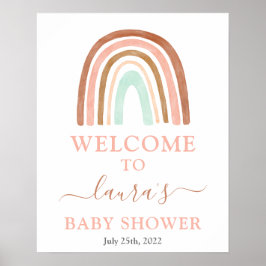 Señal de bienvenida de Baby Shower con arcoiris ro