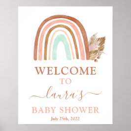 Señal de bienvenida de Baby Shower con arcoiris ro