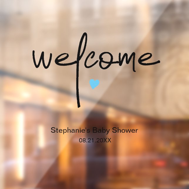 Señal de bienvenida de Baby Shower, corazón azul p (Hoja 2)