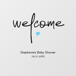 Señal de bienvenida de Baby Shower, corazón azul p