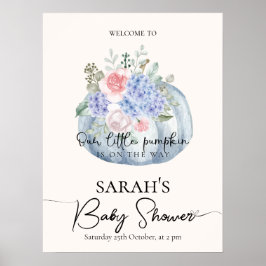 Señal de bienvenida de Baby Shower de Blue Flower 