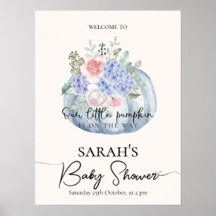 Señal de bienvenida de Baby Shower de Blue Flower