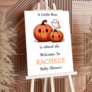 Señal de bienvenida de Baby Shower de calabaza y b