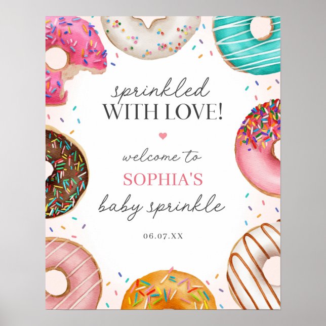 Señal de bienvenida de Baby Shower de Donut rota (Frente)