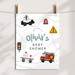 Señal de bienvenida de Baby Shower de los coches d