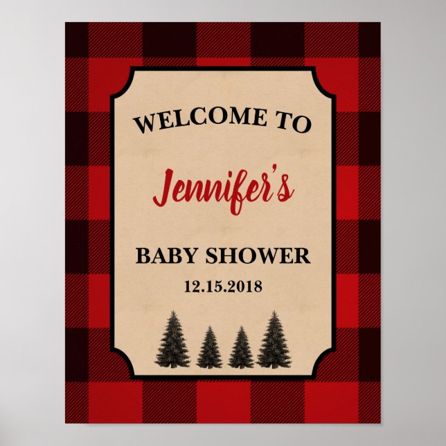 Señal de bienvenida de Baby Shower de Lumberjack p (Frente)