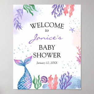 Señal de bienvenida de Baby Shower de Mermaid de c