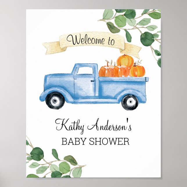Señal de bienvenida de Baby Shower de Navy Pumpkin (Frente)