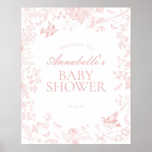 Señal de bienvenida de Baby Shower de Pink Toile d