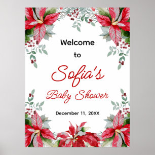 Señal de bienvenida de Baby Shower de Red Poinsett
