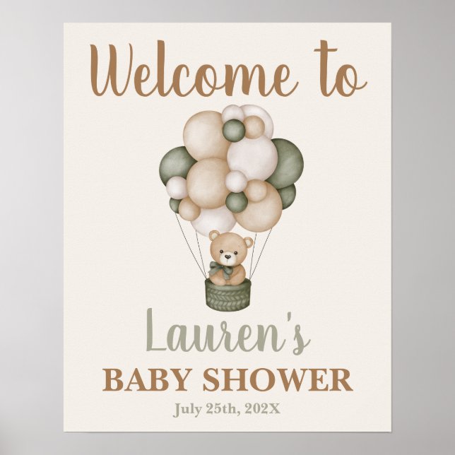 Señal de bienvenida de Baby Shower de Sage Green T (Frente)