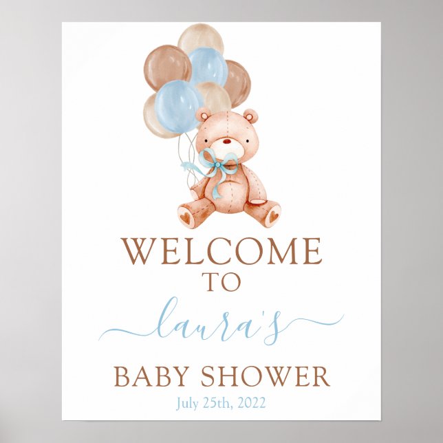 Señal de bienvenida de Baby Shower de Teddy Bear (Frente)