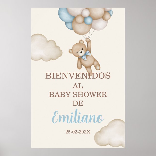 Señal de bienvenida de Baby Shower de Teddy Bear e (Frente)