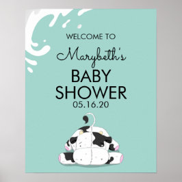 Señal de bienvenida de Baby Shower de vaca pequeña