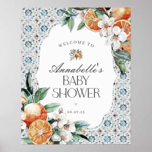Señal de bienvenida de Baby Shower italiana en mos (Frente)