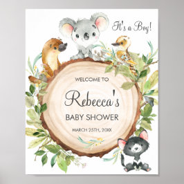 Señal de bienvenida de Baby Shower para animales a