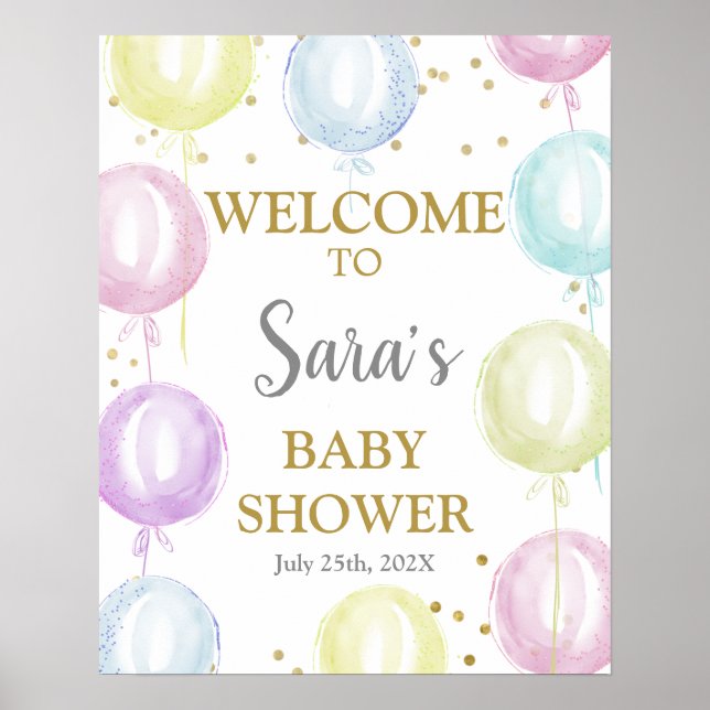 Señal de bienvenida de Baby Shower para los globos (Frente)