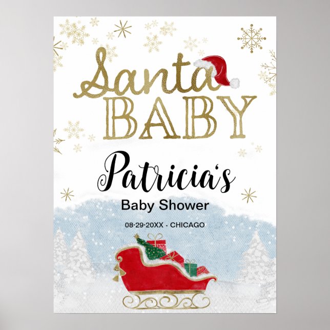 Señal de bienvenida de Baby Shower para Navidades  (Frente)
