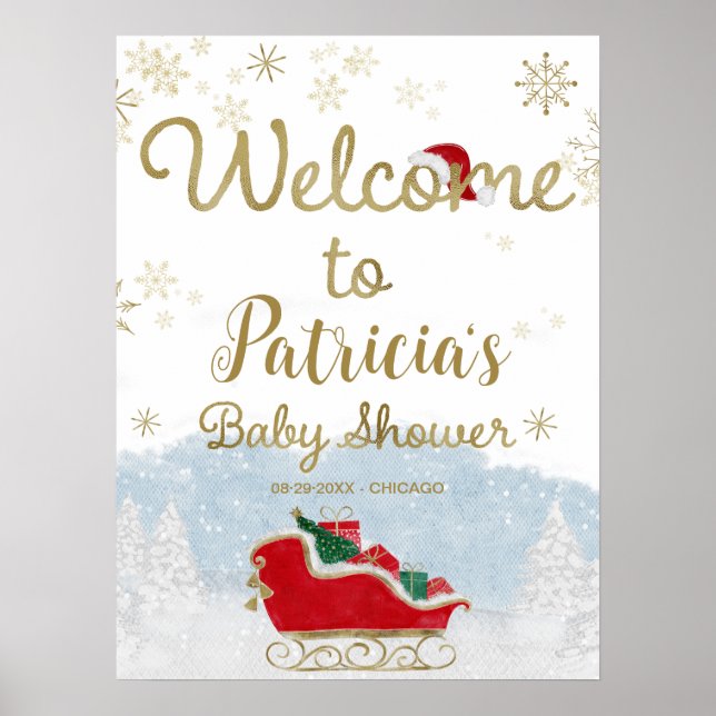 Señal de bienvenida de Baby Shower para Navidades  (Frente)