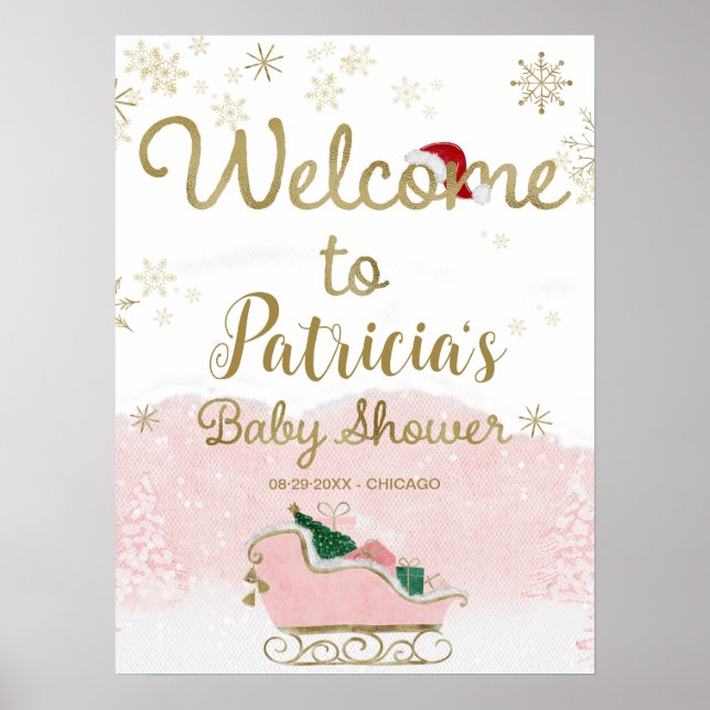 Señal de bienvenida de Baby Shower para Navidades  (Frente)