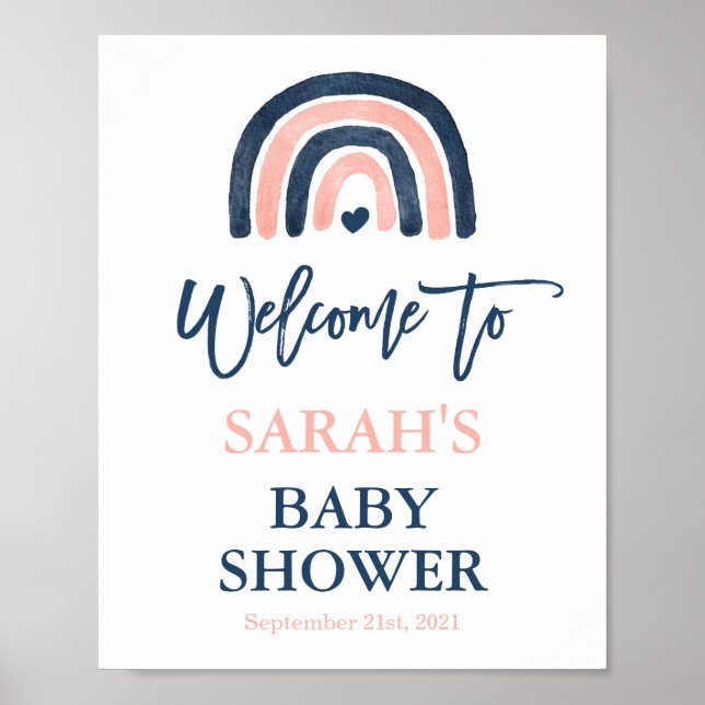 Señal de bienvenida de Baby Shower Rainbow Revocan (Frente)
