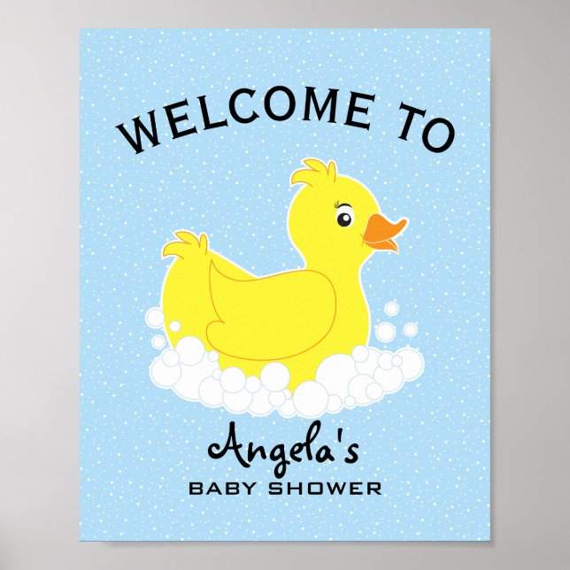 Señal de bienvenida de Baby Shower Rubber Ducky (Frente)