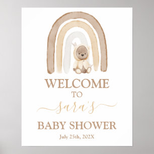 Señal de bienvenida de Baby Shower Teddy Bear and