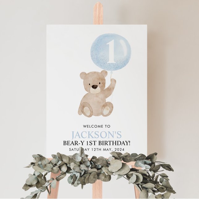 Señal de bienvenida de Bear Bear Blue Balloon (Subido por el creador)