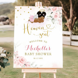 Señal de bienvenida de bebé cielo de ángel de afro