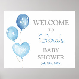 Señal de bienvenida de Blue Balloons Baby Shower B