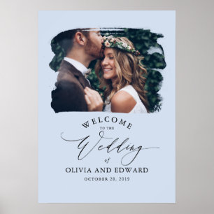 Señal de bienvenida de Boda azul agitado de la fot